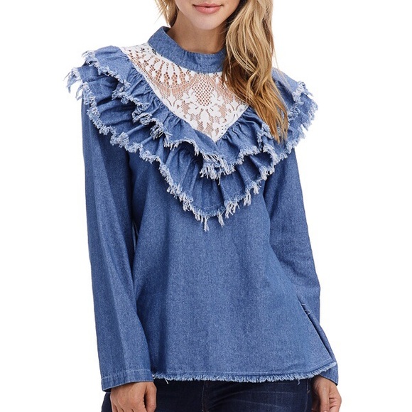 Sweetheart Denim Boho Top - Picture 2 of 8
